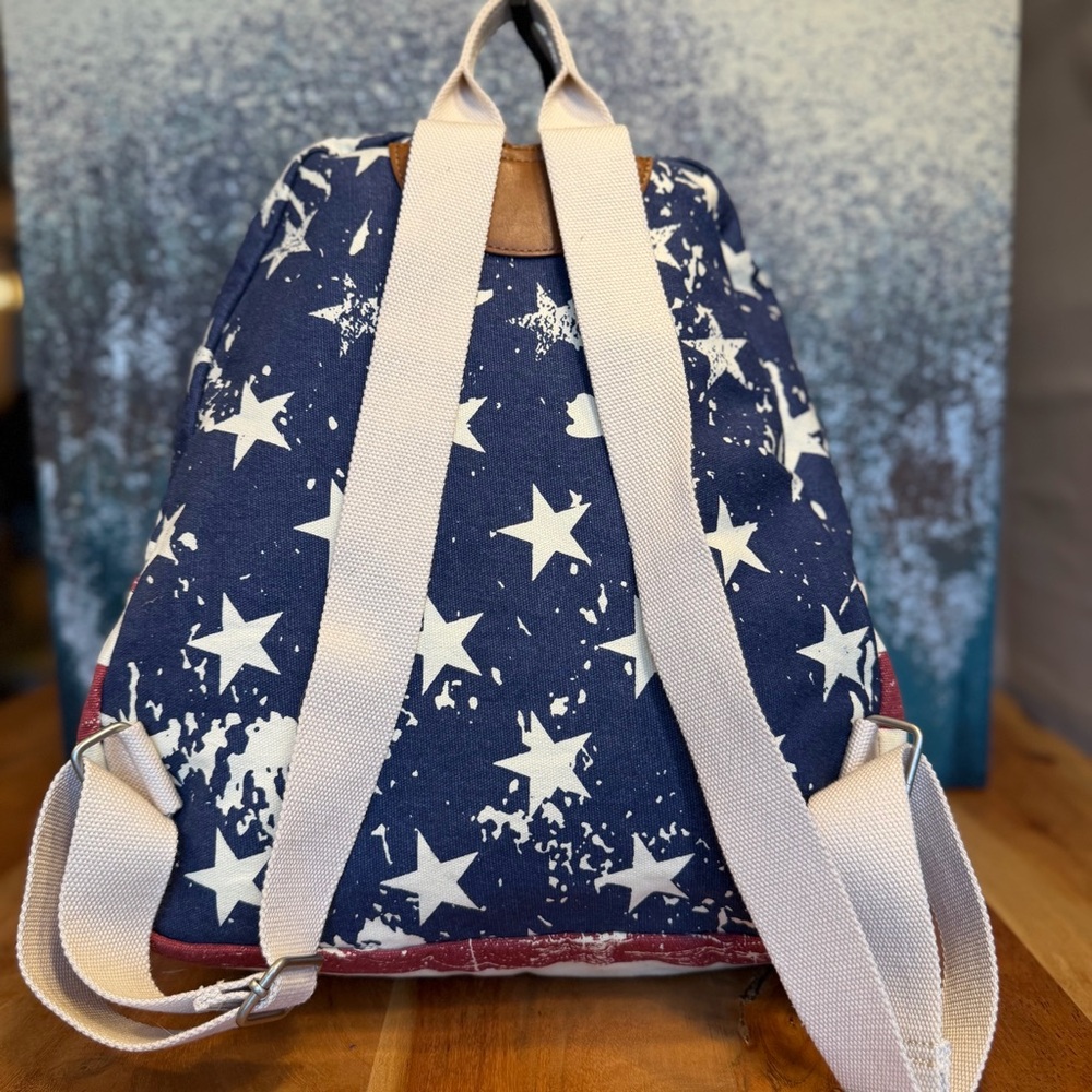 Joe Boxer American Flag Vintage (early 2000’s) Y2K Canvas Backpack - Picture 7 of 11